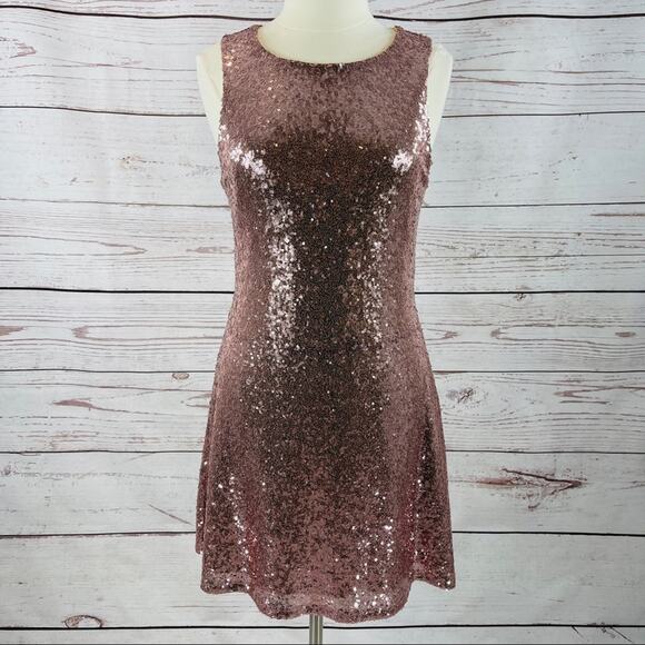 Speechless Rose Gold Keyhole Sequin Dress - Picture 1 of 15